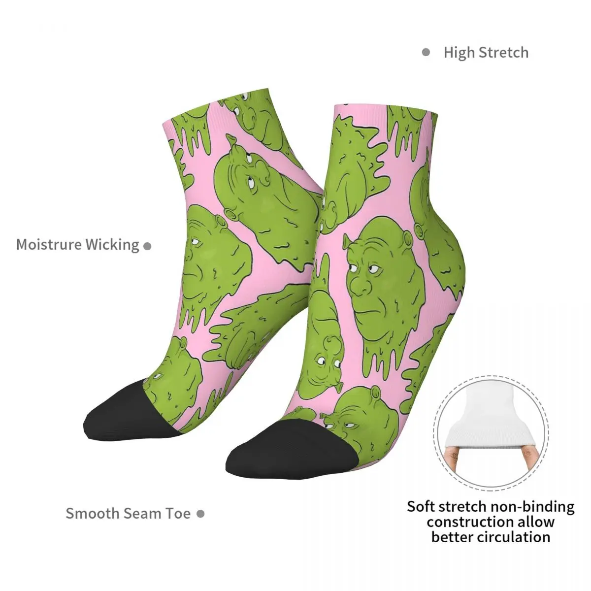 Shrekface-Chaussettes Shrek Green Schreck pour Homme et Femme, Bas de Printemps, Hip Hop, Film Comique, Rinçage