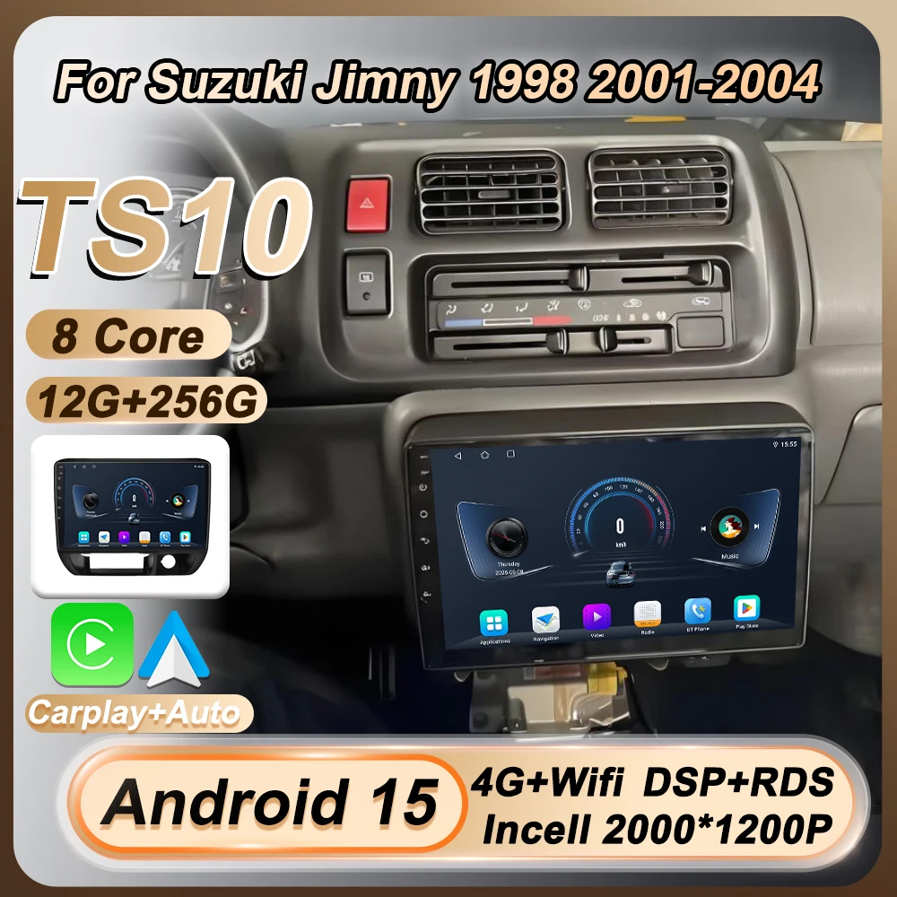 

For Suzuki Jimny 1998 2001-2004 Car Radio Stereo Head Unit Android 15 Carplay Auto Screen 2 Din GPS Navigation Bluetooth 8 Core