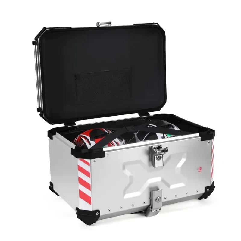 

65L Waterproof Large Delivery Cargo Box Motorcycle Accessories Top Box Aluminum Alloy Tail