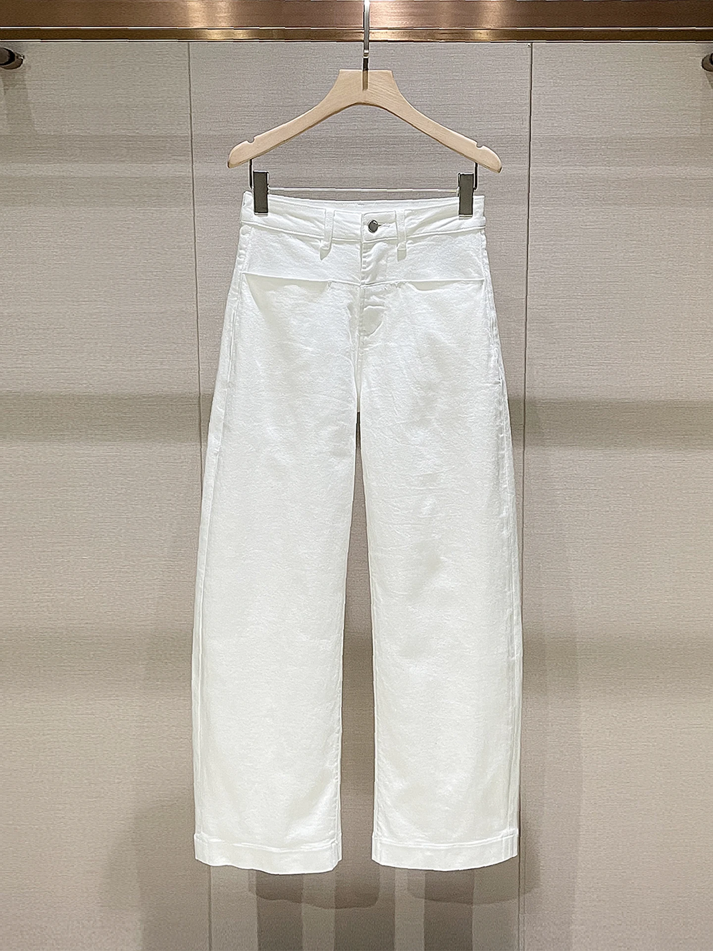 

High Waist Straight Leg White Jeans Women's Faion Spring New Sle Slimming Denim Pants American Retro Sle Pure Color