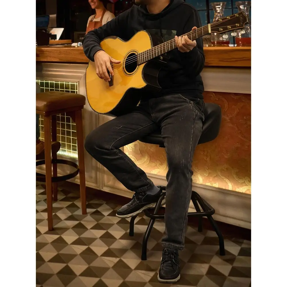 Adjustable Swivel Bar Stools for Kitchen Counter, Work Bench Stool with Back Support, Black (330lb Capacity)