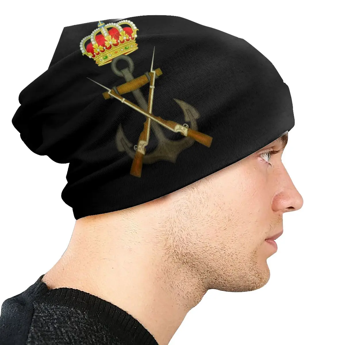 Custom Unisex Winter Bonnet Knit Hats Badge Of The Spanish Marine Infantry Beanie Cap Legi N Espa Ola Spanish Legion Beanies Cap