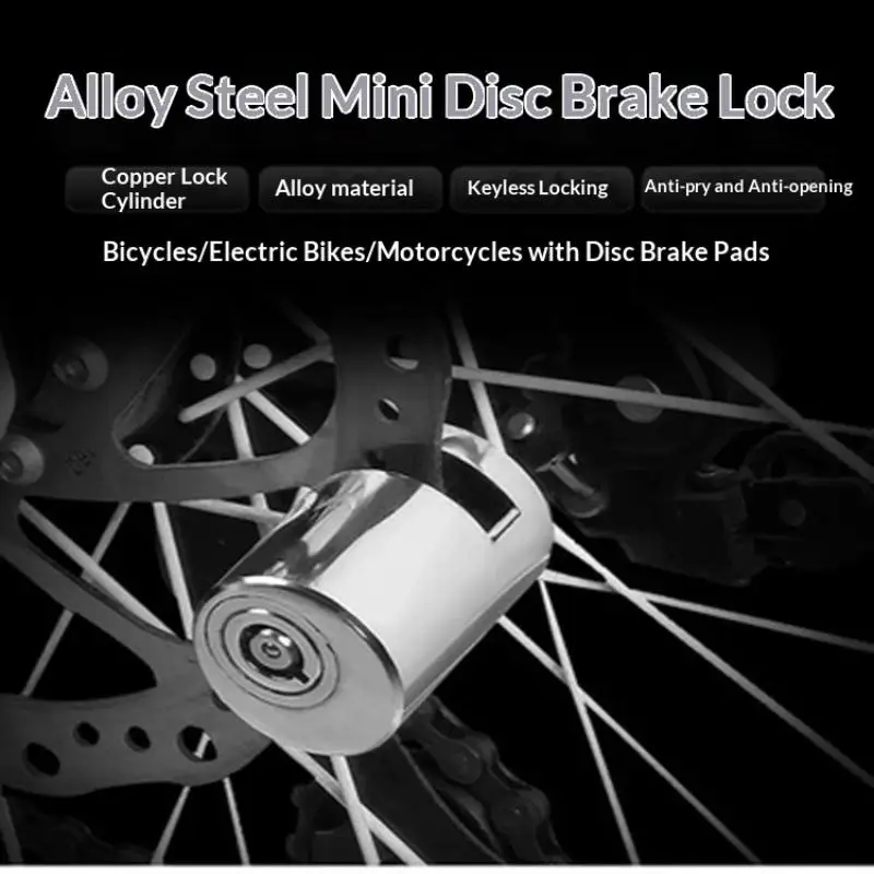 1Pcs Alloy Steel Mini Disc Brake Lock With Keyless Locking And Anti Pry Feature Perfect For Bicycles Electric Bikes Motorcycles