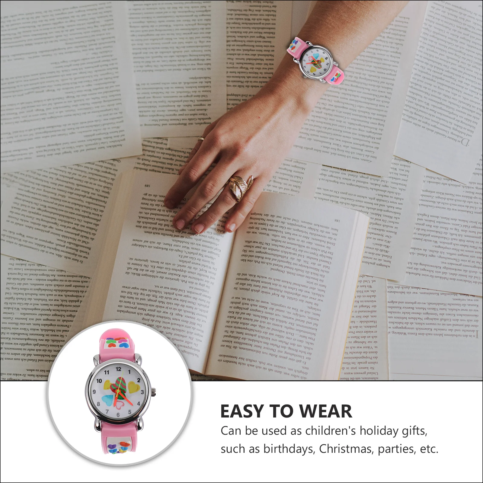 Heart-Shaped Kids Cartoon Waterproof Quartz Children Watch Gift Kids Watch Gift For Girls Birthday Christmas Party