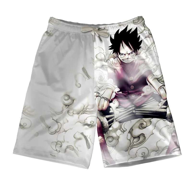 Anime One Piece Short Pants Men Summer Shorts Monkey D Luffy Portgas D Ace Zoro Law Printed Casual Trouser UY5907