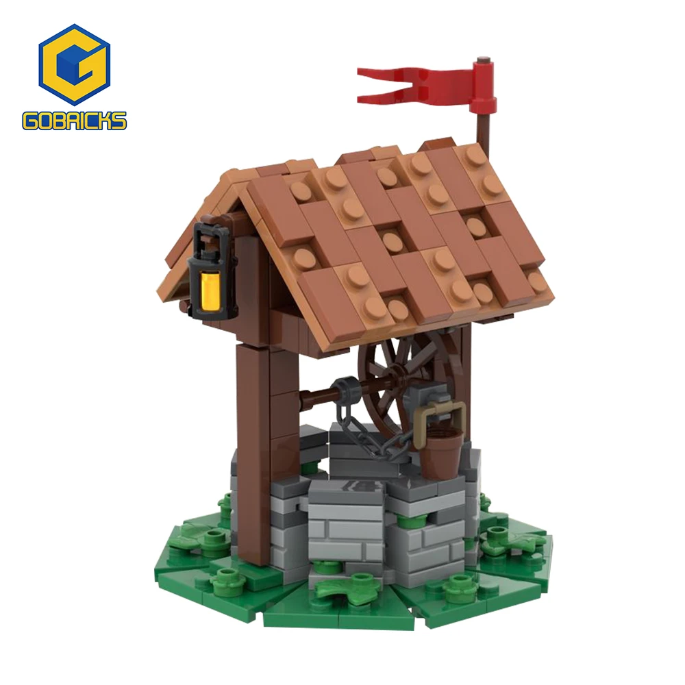 

Gobricks MOC Retro Medieval well Castle Theme Architecture Building Block Street View DIY Assembly Model Kids Education Toy