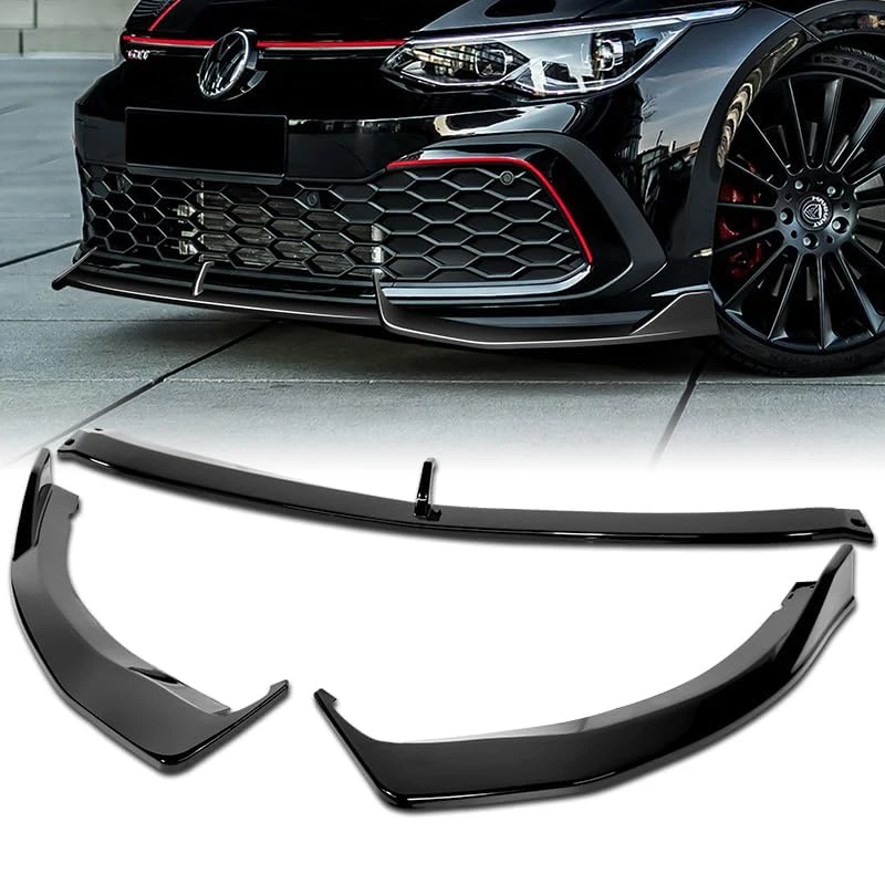 Für Golf 8 MK8 GTI GTD GTE 2021 2022 2023 2024 Glänzend Schwarzer Auto-Frontstoßstangen-Splitter Lippen-Diffusor Karosserie-Kit Spoiler-Schutz