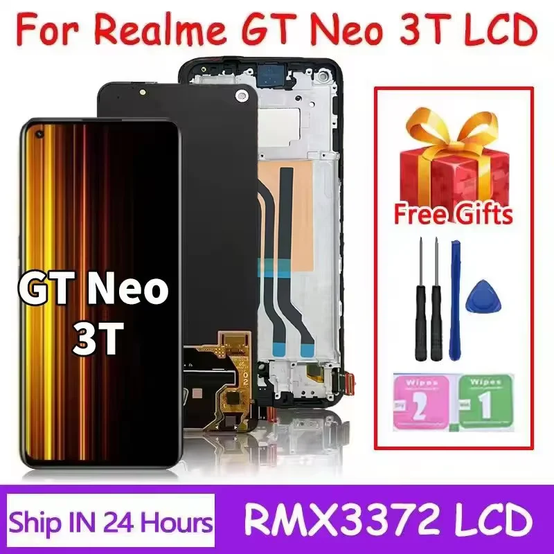 6.62" Nowy AMOLED do OPPO Realme GT Neo 3T RMX3372 RMX3371 Ekran LCD z dotykiem i digitizerem do Realme GT Neo3T z ramką wyświetlacza — zdjęcie produktu 7