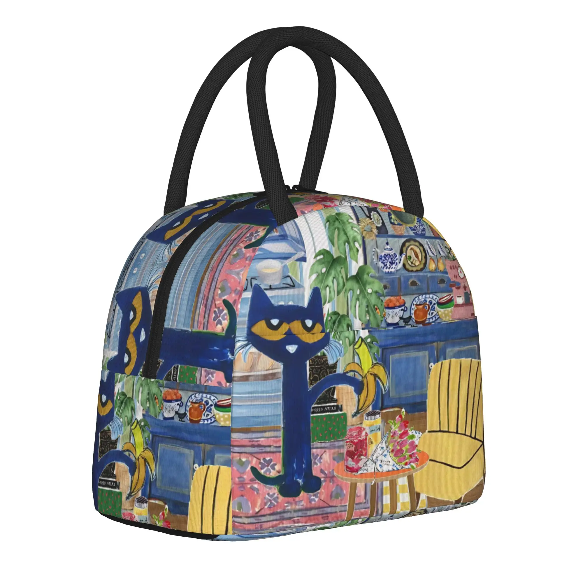 Pete Cartoon Comic Cats Insulated Lunch Bag for Men Women Storage Food Box Portable Thermal Cooler Lunch Boxes For Picnic