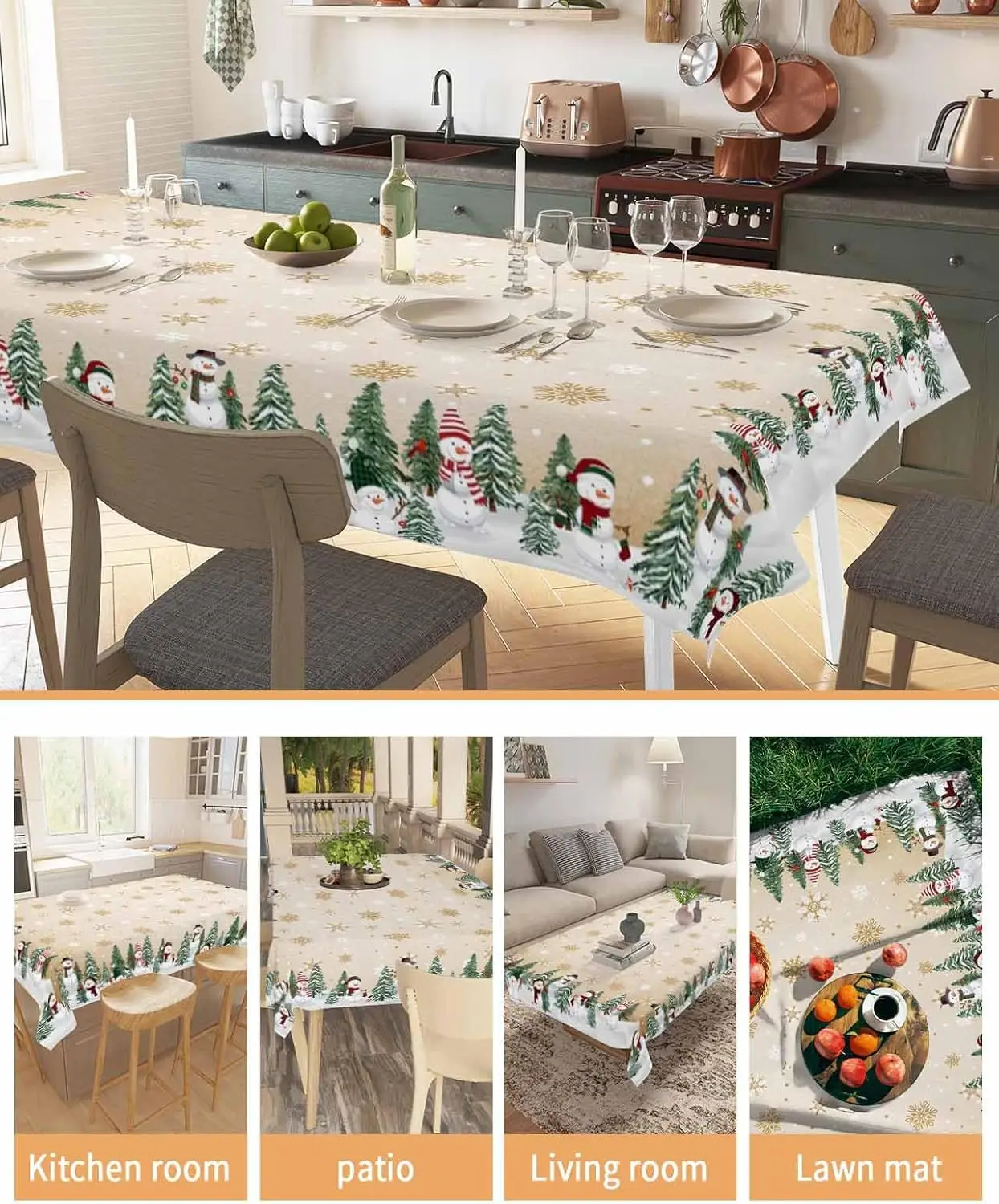 عيد ميلاد سعيد ثلج مفارش المائدة لجدول ديكور الشتاء أشجار عيد الميلاد الثلج المطبخ طاولة طعام القماش نافيداد الزينة