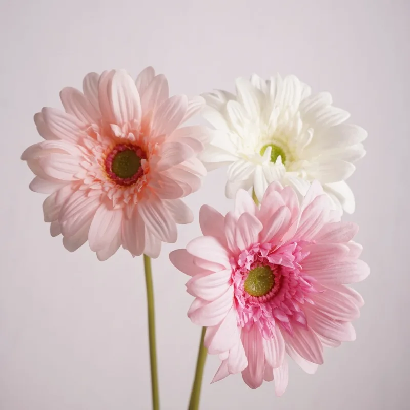 Sensación de mano hidratante Gerbera rama de flores artificiales decoración de boda para el hogar crisantemo Margarita arreglo Floral Tabel Dcoer