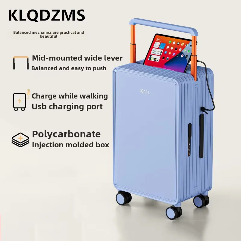 KLQDZMS ABS + equipaje de PC 20 "24" 26 pulgadas cubierta de carrito de gran capacidad maleta de embarque para hombre maleta de cabina multifuncional con carga USB