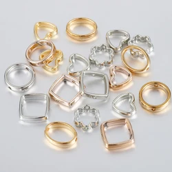 50pcs CCB Frame Spacer Beads for Jewelry Through Holes Square Heart Flower Pendants Connectors For DIY Jewelry Necklace Making