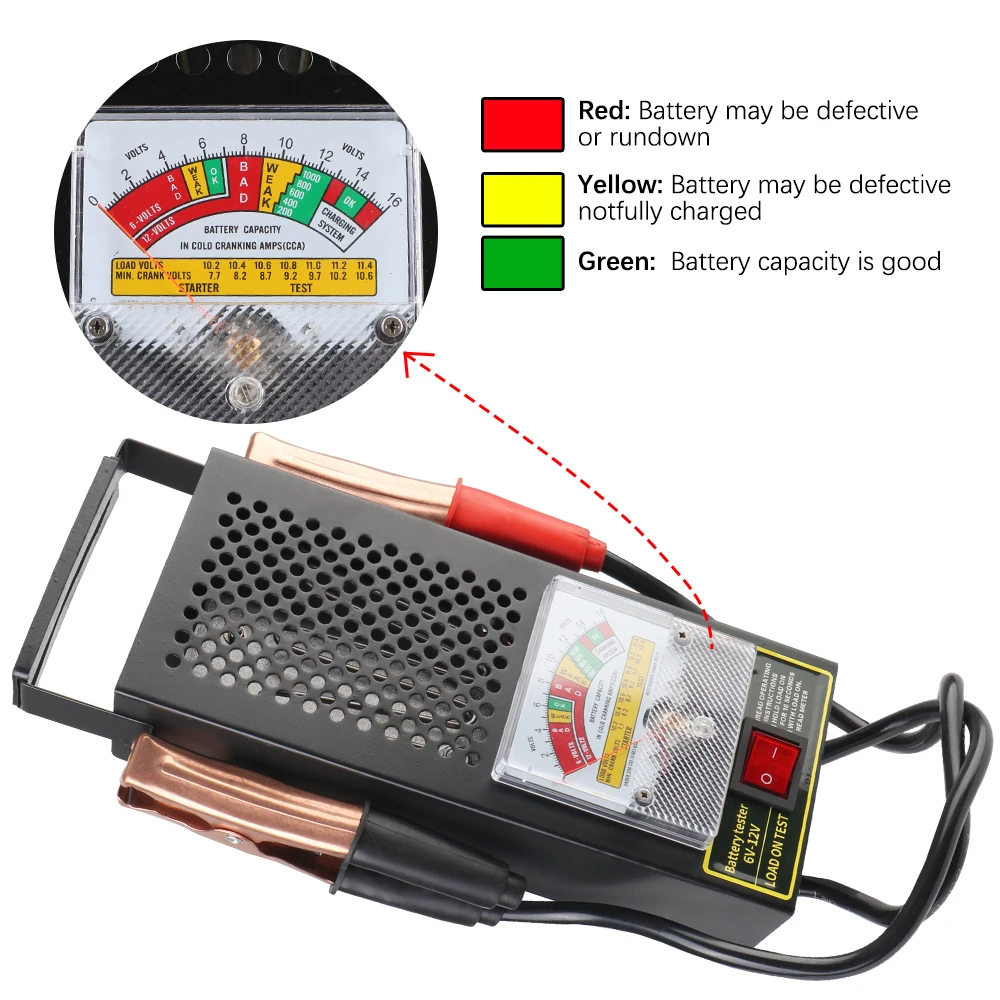 Alternador de prueba de descarga, acumulador de camión automático, probador de carga de batería de coche Universal para batería de plomo y ácido, accesorios para automóviles de 6V y 12V