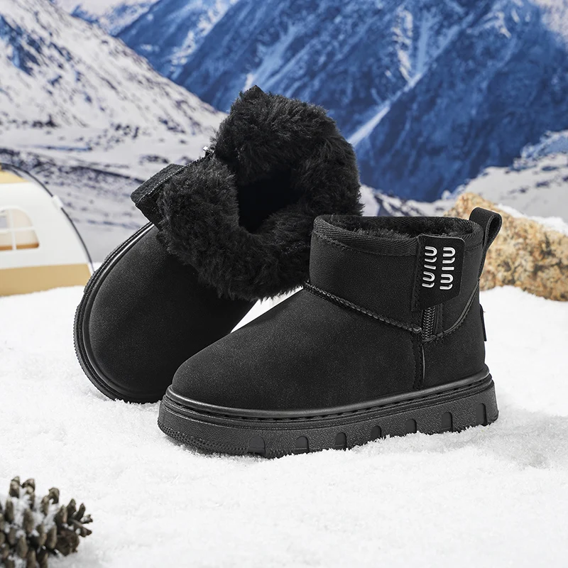 2026 مصمم الشتاء الأطفال نِعال من الفراء تسمان فتاة صبي طفل الثلوج حذاء بوت بطول الكاحل طفل كلاسيكي أطفال ماركة فاخرة صغيرة حذاء دافئ #6