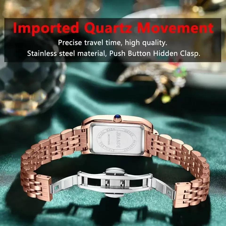 High Quality Diamond Watch Women Bracelet Top Luxury Fashion Business Rectangle Waterproof Quartz Ladies Watches Stainless Steel