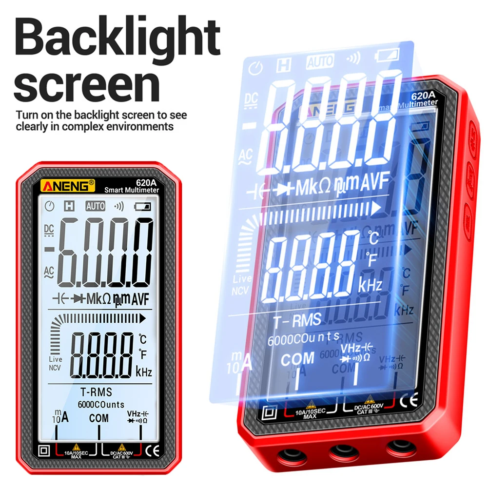 Цифровой Интеллектуальный мультиметр, тестеры транзисторов с автоматическим выбором диапазона, Бесконтактный индикатор напряжения, True RMS, автоматический Электрический измеритель емкости, амперметр постоянного и переменного тока, вольтметр