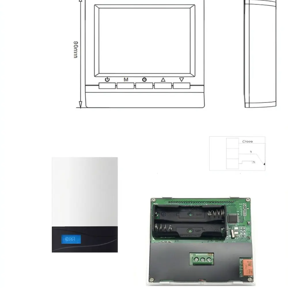 Wall Mounted Heating Thermostat For Gas Boiler Battery Operated LCD Display Weekly Programmable Room Temperature Unit