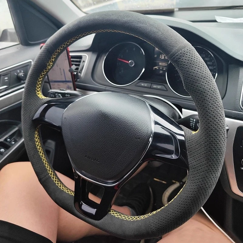 

Hand-Sewn Suede Nappa Leather Steering Wheel Cover For Volkswagen Golf Sagitar Lavida Lamando Bora Magotan Passat Car Accessory