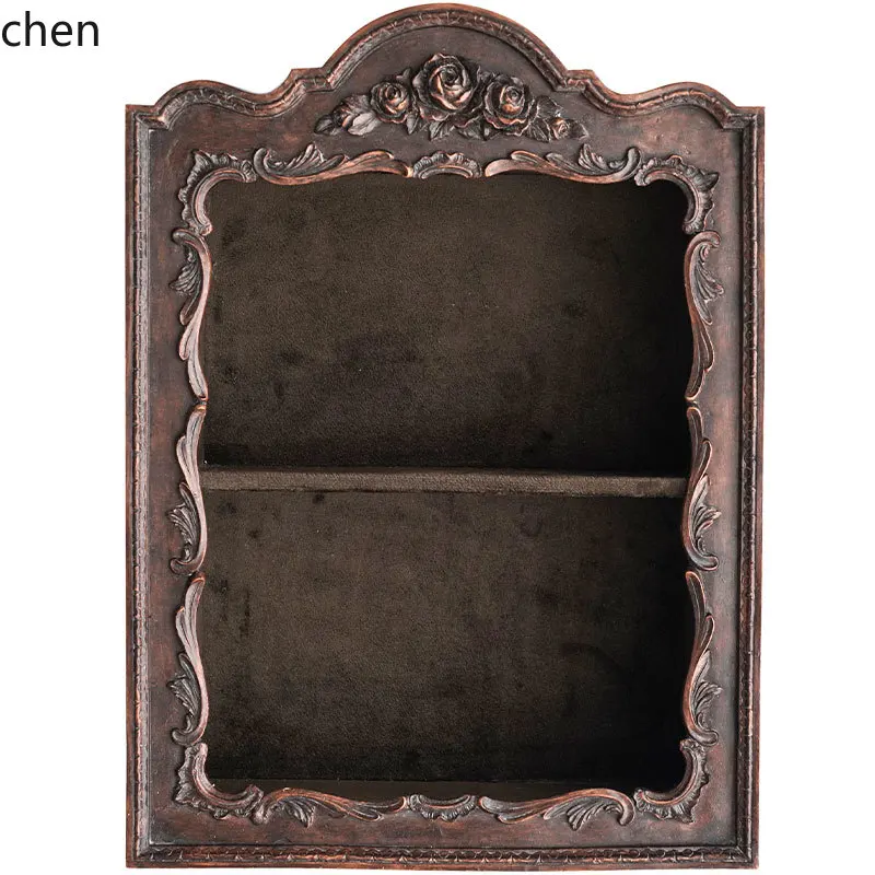 Vintage Carved Storage Rack Resin Relief Multi-layer Wall Cabinet Storage Wall-mounted Hanging Cabinet