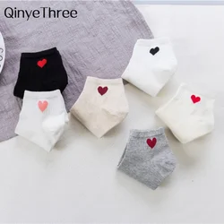 New Cute College Style Simple Basic Fresh Hot Selling Love Heart Socks Soft Cotton Fashion Summer Casual Short Ankle Dropship