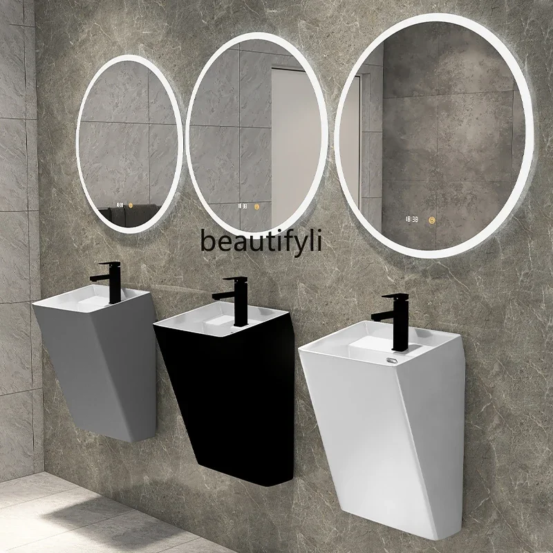 

fg28Household wall-mounted small apartment integrated washbasin wall-mounted sink ceramic balcony hanging basin
