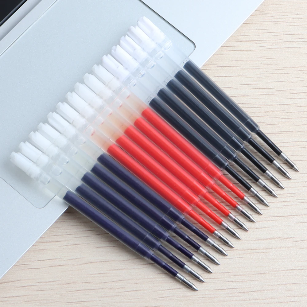 Genkky 10Pcs G2 Refill Plastic Gel Pen Refills Length 9.9cm Writing Point 0.5mm Ink Colors Red Black Blue Ink Pens For School