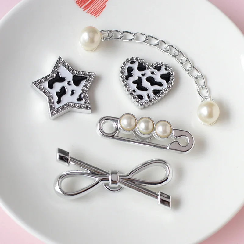 

2/5pcs love pentagram pearl pin jewelry accessories hole shoes DIY material pj1797