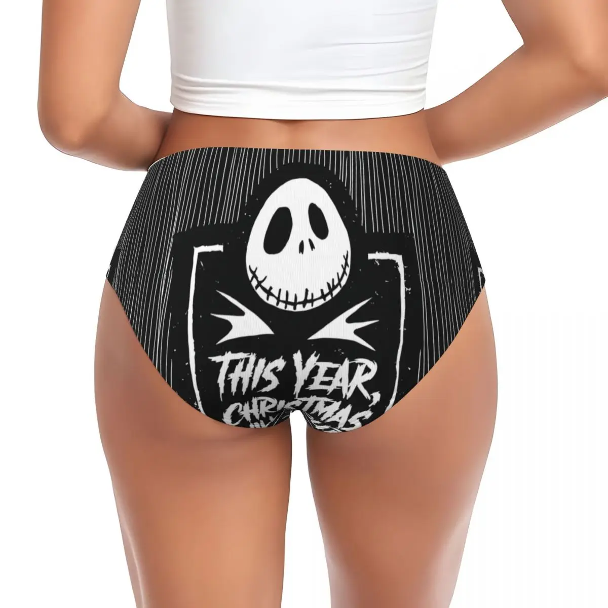 Custom Sally And Jack The Nightmare Before Christmas Brief Panties Women Breathable Christmas Will Be Ours Skull Underwear