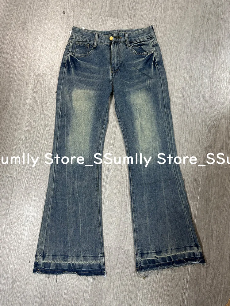 American Retro Low Rise Cowboy Jeans Women 90s Harajuku Y2k Embroidered Mopping Flared Pants High Street Babes Slim Trousers New