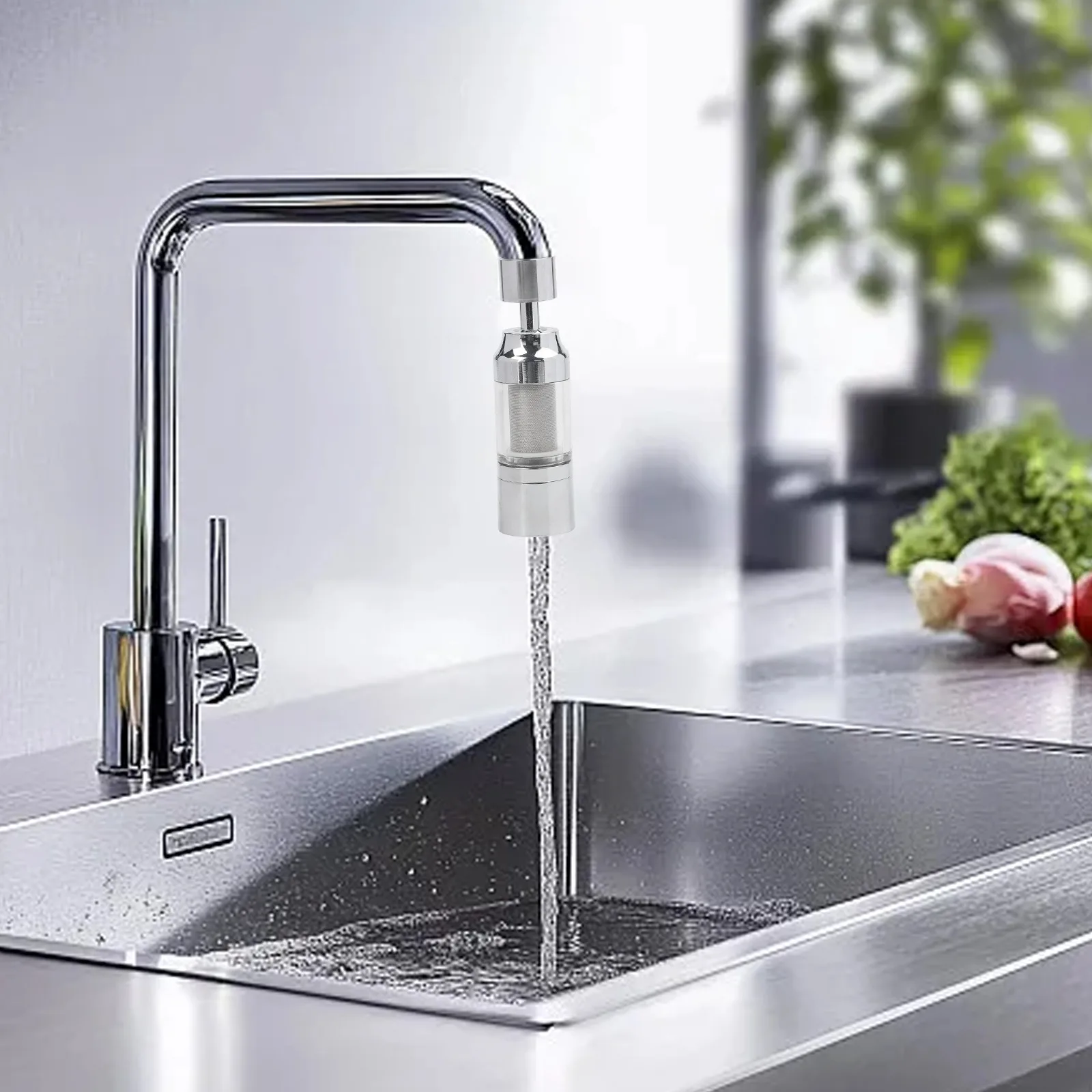 Daily Cooking Chrome Faucet Filter Replaceable Filter Cartridge Faucet Cleaner Robust ABS Material Three-stage Pressure Boost