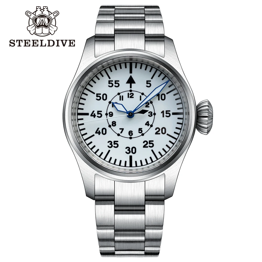 STEELDIVE-relojes mecánicos SD1928B NH35, reloj de pulsera de buceo de acero inoxidable, movimiento grande, corona de cebolla, suizo, luminoso,