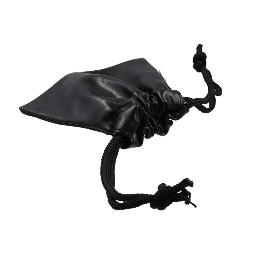 Large Capacity PU Leather Headphone Bags Black Draw String Bag Earphone Cable Pouch Dust-proof Headset Bag Men Women