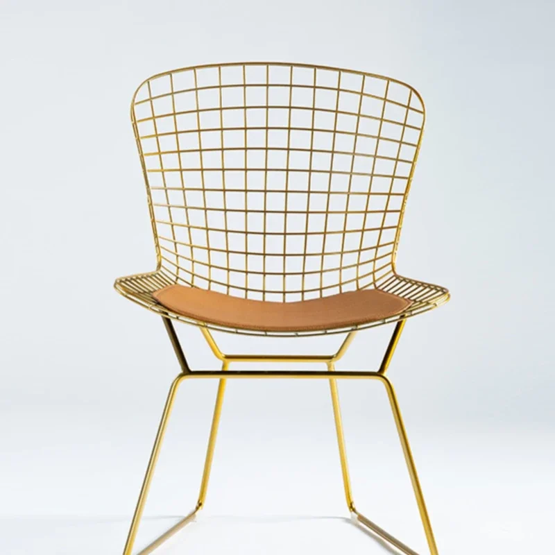 

Golden Simple Wire Chair, Hollow Wrought Iron Dining Chair, Metal Nordic Lounge Chair, Designer Internet Celebrity Cafe Chair