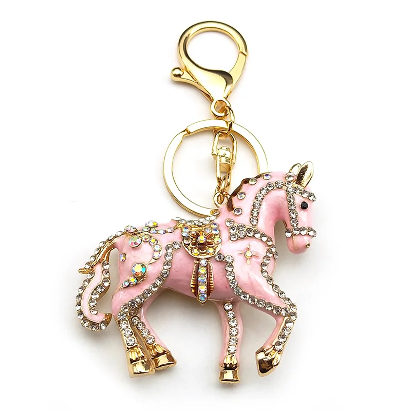 Mode Pferd Pony Schlüsselbund Frauen Männer Tier Voller Strass Kristall Schlüssel Ketten Halter Handtasche Anhänger Für Auto Schmuck Geschenk – Detail 8