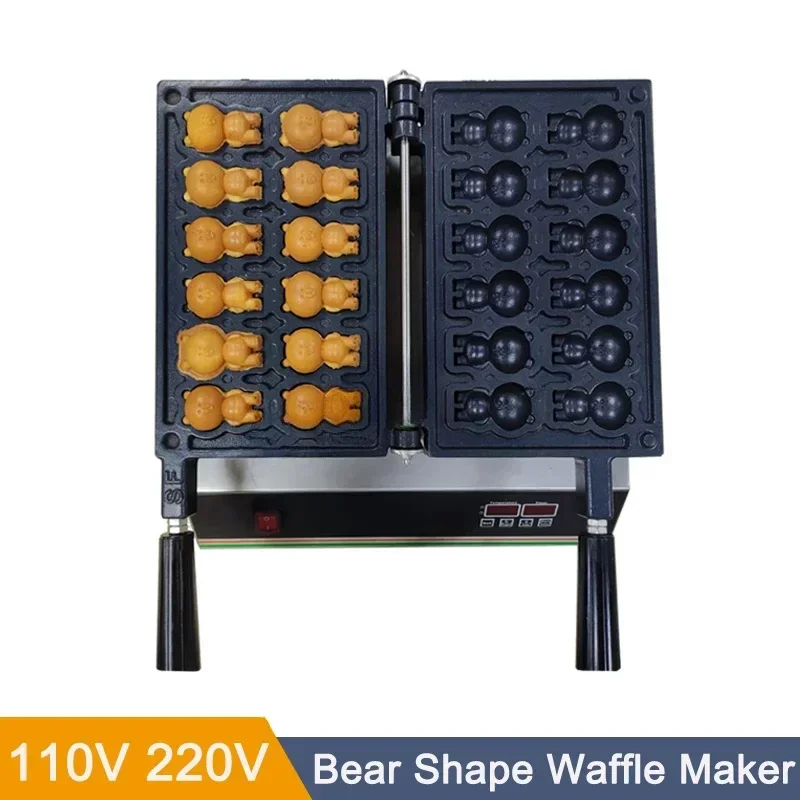 Populair commercieel gebruik 12-delig 3D Little Maker Cartoon Waffle Maker Bear Waflera Machine