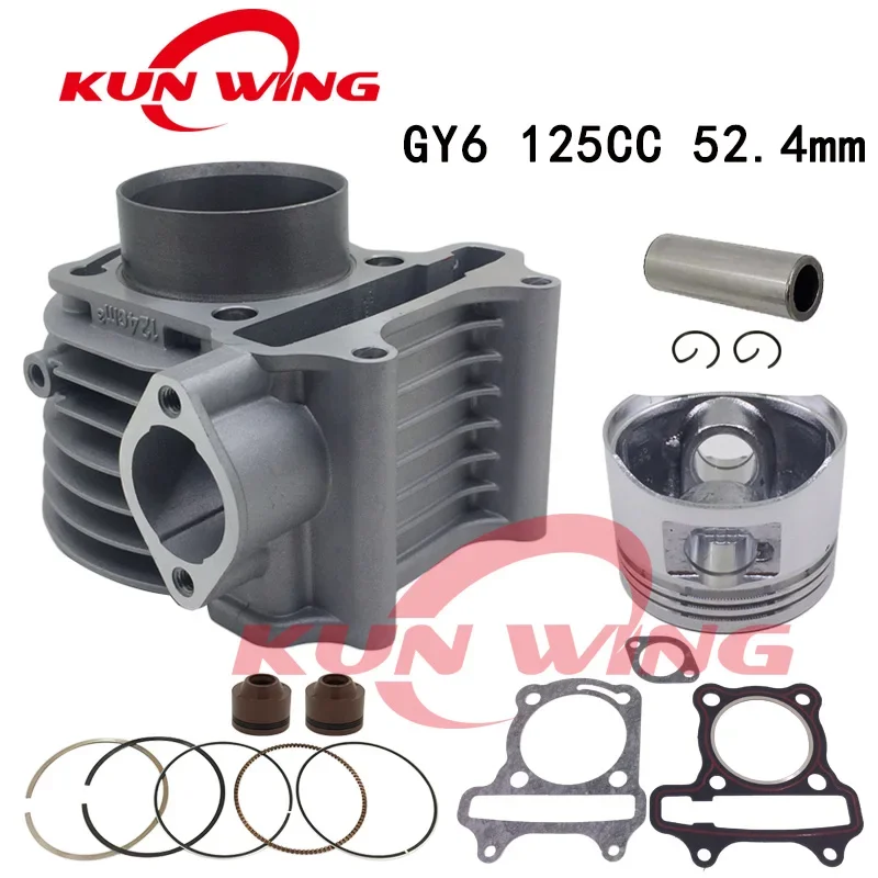 52.4mm GY6125 Cylinder Piston Kit for GY6125 GY6 125 152QMI 1P52QMI 4-Stroke Scooter Moped ATV QUAD Engine Parts