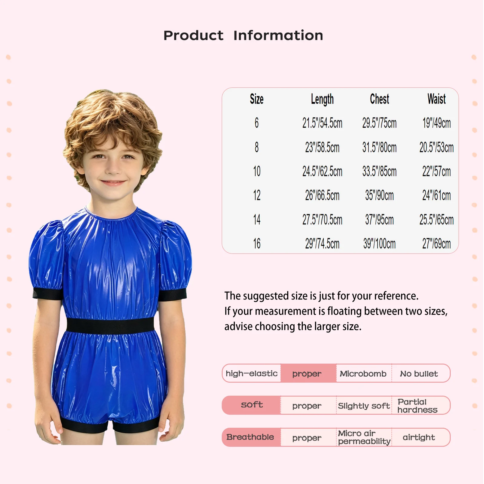Kids Boys Girls Waterproof Puff Sleeve Special Needs Bodysuit Round Collar Zipper Jumpsuit for Daily Special Needs Clothing
