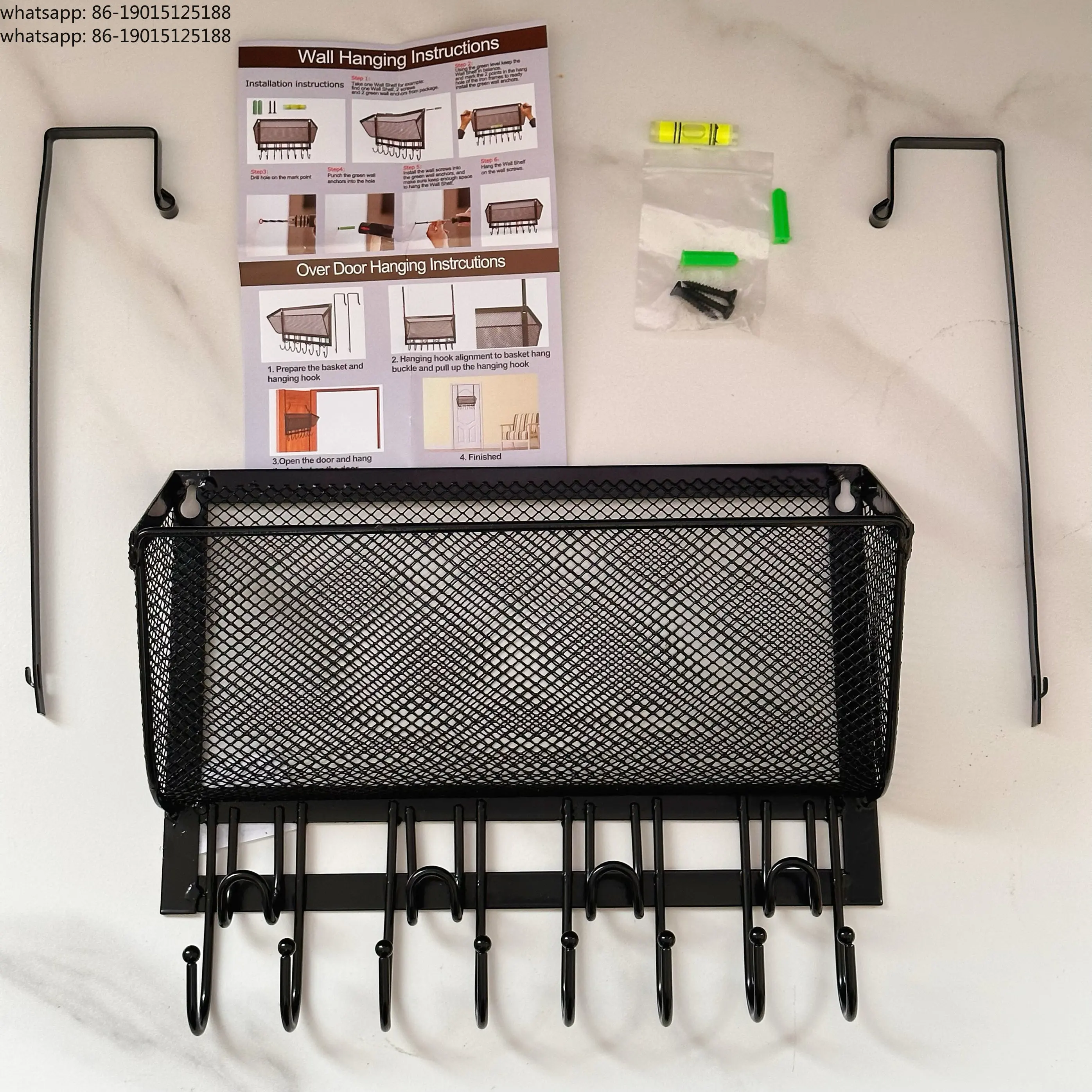 Wrought iron hook storage basket rack bathroom kitchen bathroom wall hanging wall hanging rack door hook