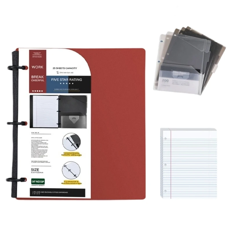 

D7YC Складные пластиковые папки с 3 отверстиями, компактный размер для ноутбука, удобный дизайн для удобной работы с документами