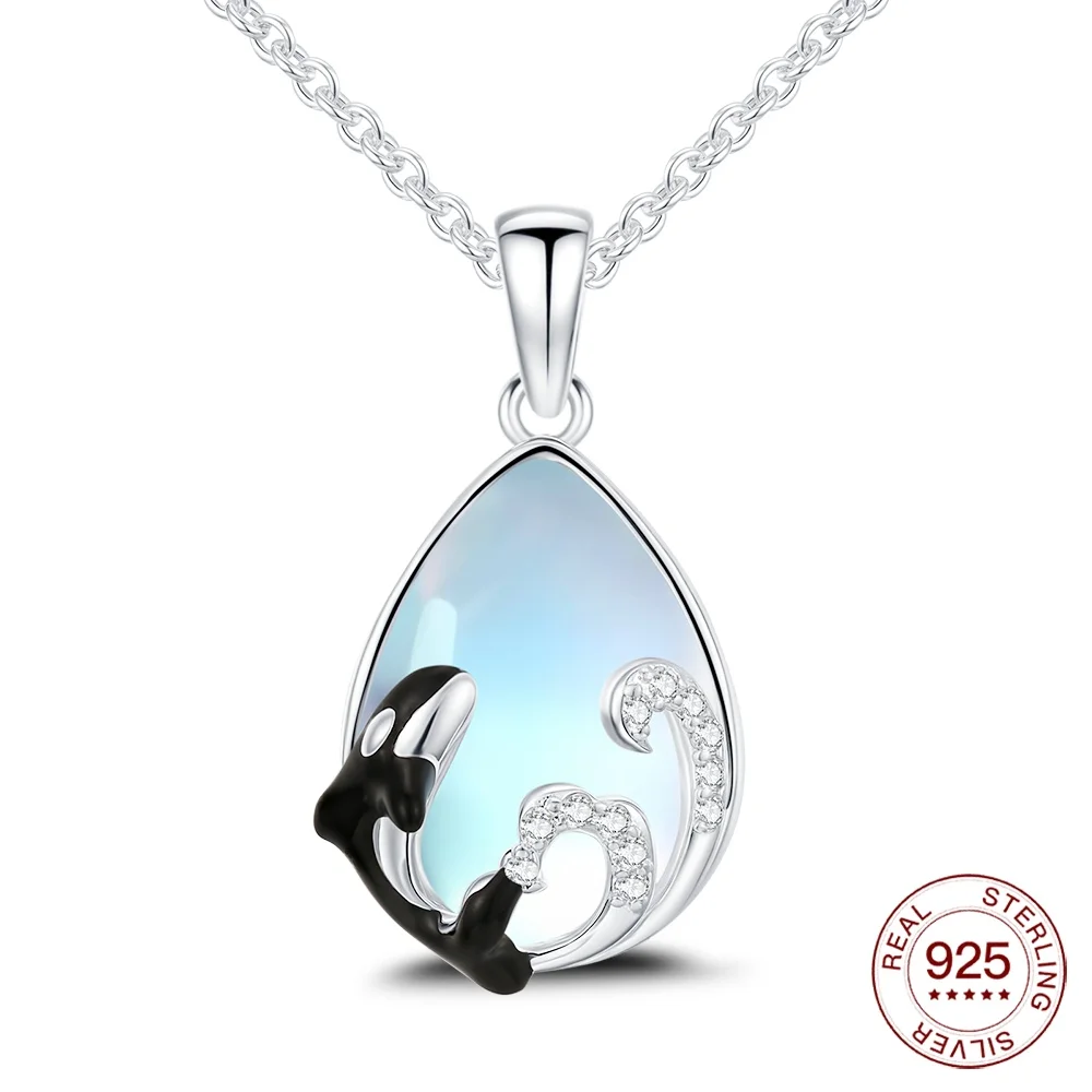 Women's 925 Sterling Silver Heart & Moon Necklace