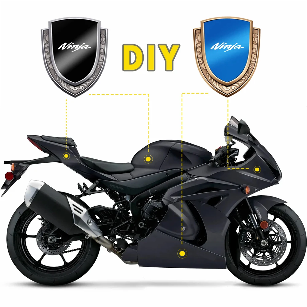 3D Car Motorcycle Modified Car Sticker Metal Car Sticker Decal Badge Logo For Kawasaki Ninja 400 650 1000 SX ZX6R Z1000 Z900 RS