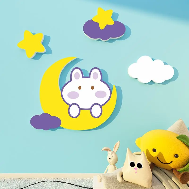 

Nordic Kids Bedroom Wall Stickers 3D Stereoscopic PVC Decorating Wall Covering Hole Filling Artifact Sticker Wallpaper Decor
