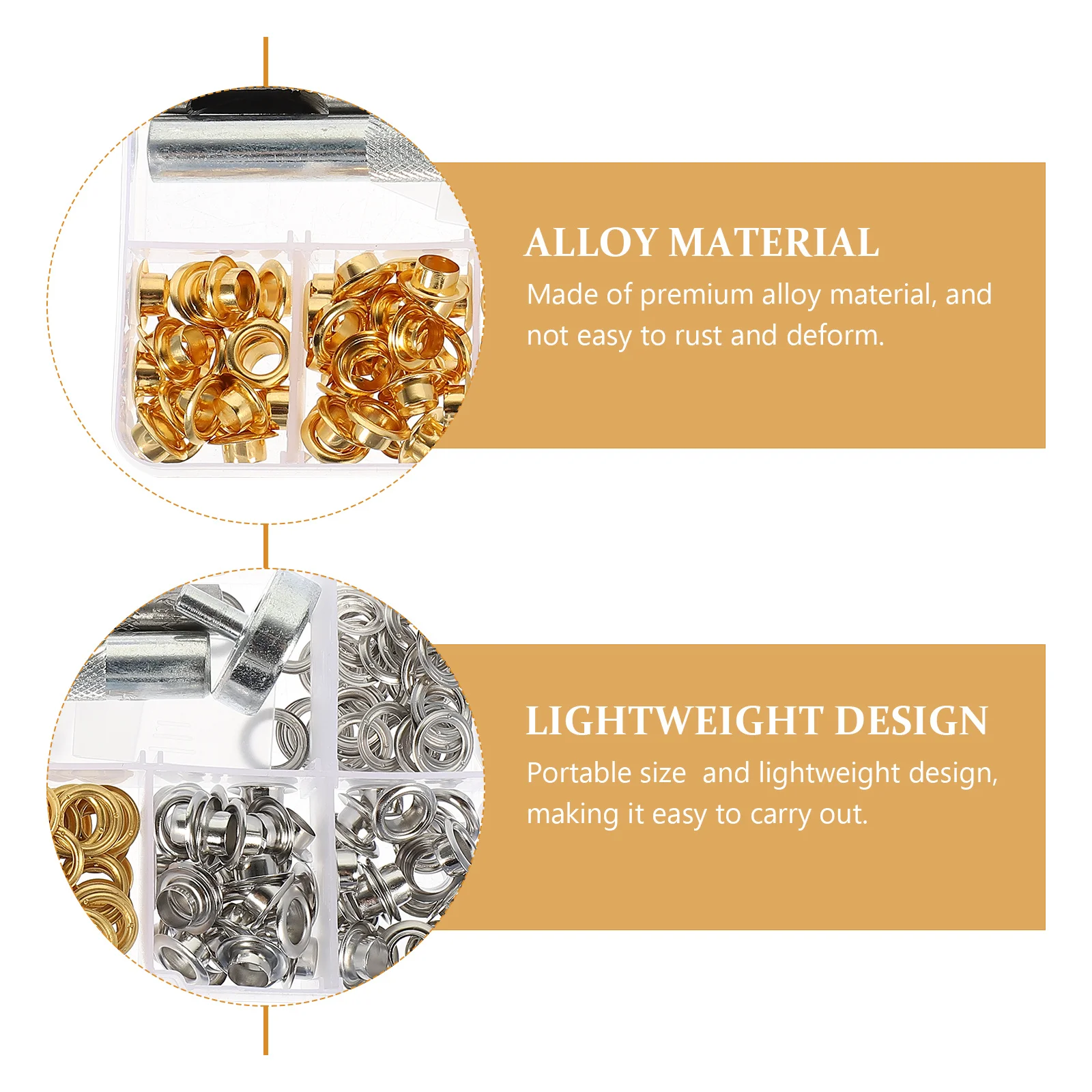 

100Sets Grommets Kit Alloy Eyelets Snap Fasteners Kit Installation Tools for Shoes Clothing Curtains DIY Fabric Canvas