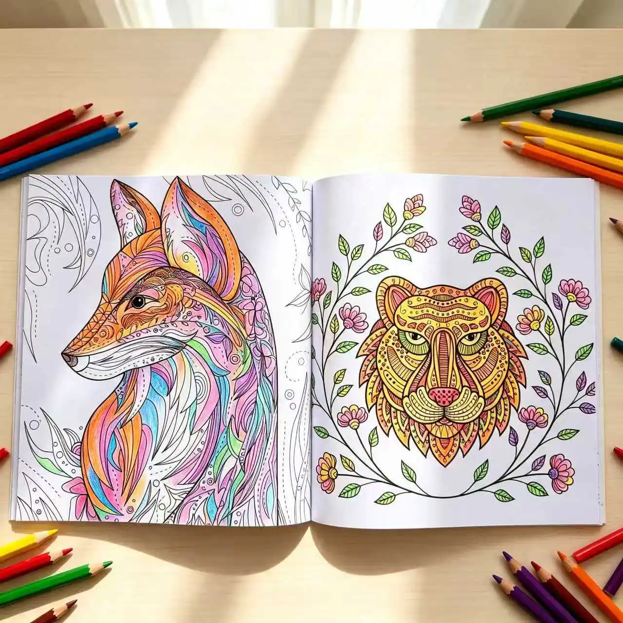 Coloring Book: 64 Pages of Large-Format Wildlife Line Art. A Creative Way to Relieve Stress—a Great Halloween Gift.