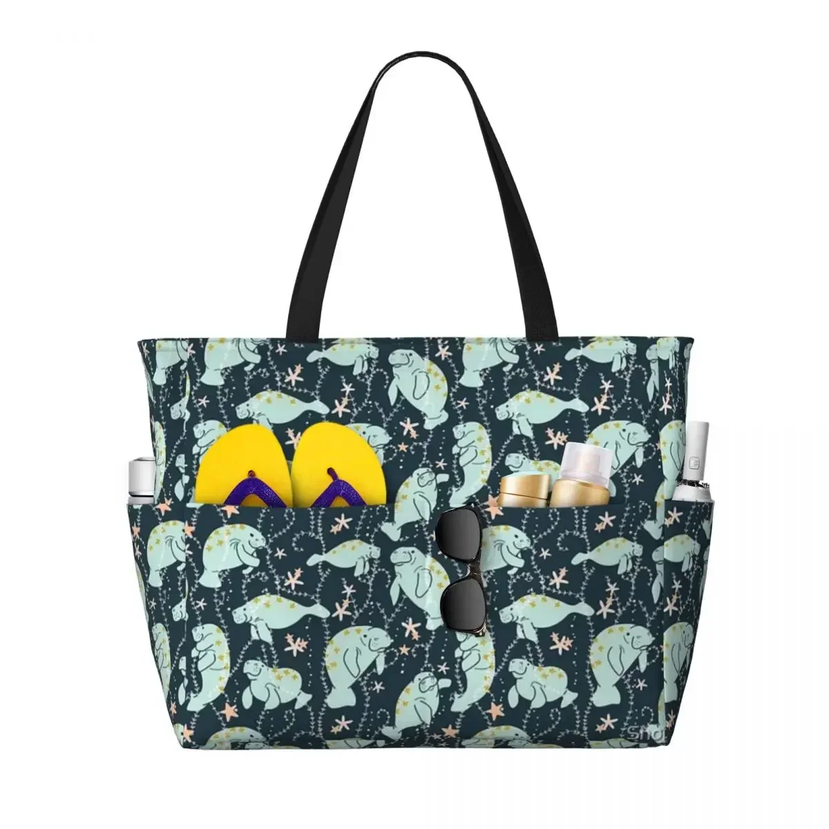 Oh The Hue Manatee Beach Travel Bag, Tote Bag personalità Shopping Out borsa a tracolla modello Multi-stile