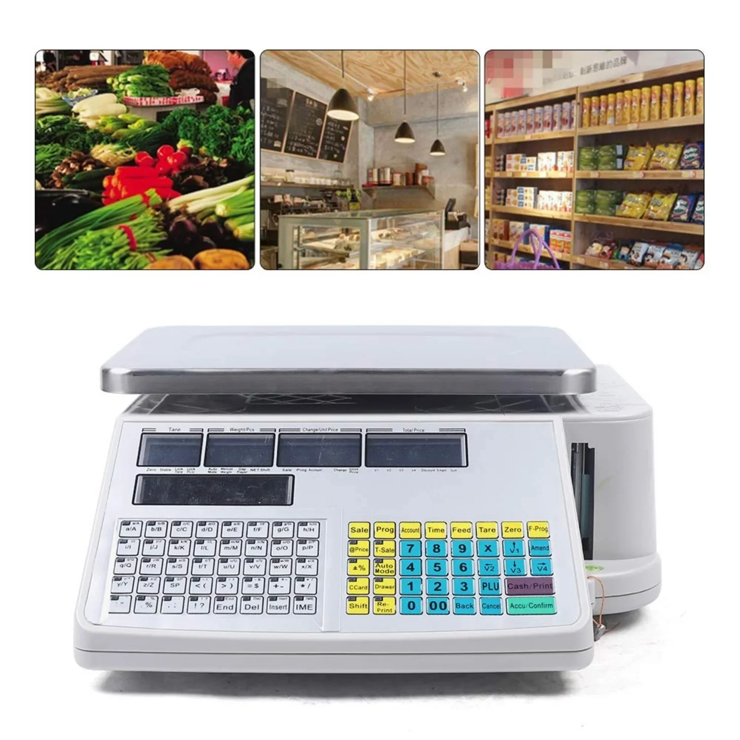 

BYMAOCAR Price Computing Scale with Label Printer 110v Food Computing Retail Price Scale with Printer 66lb Display Digital