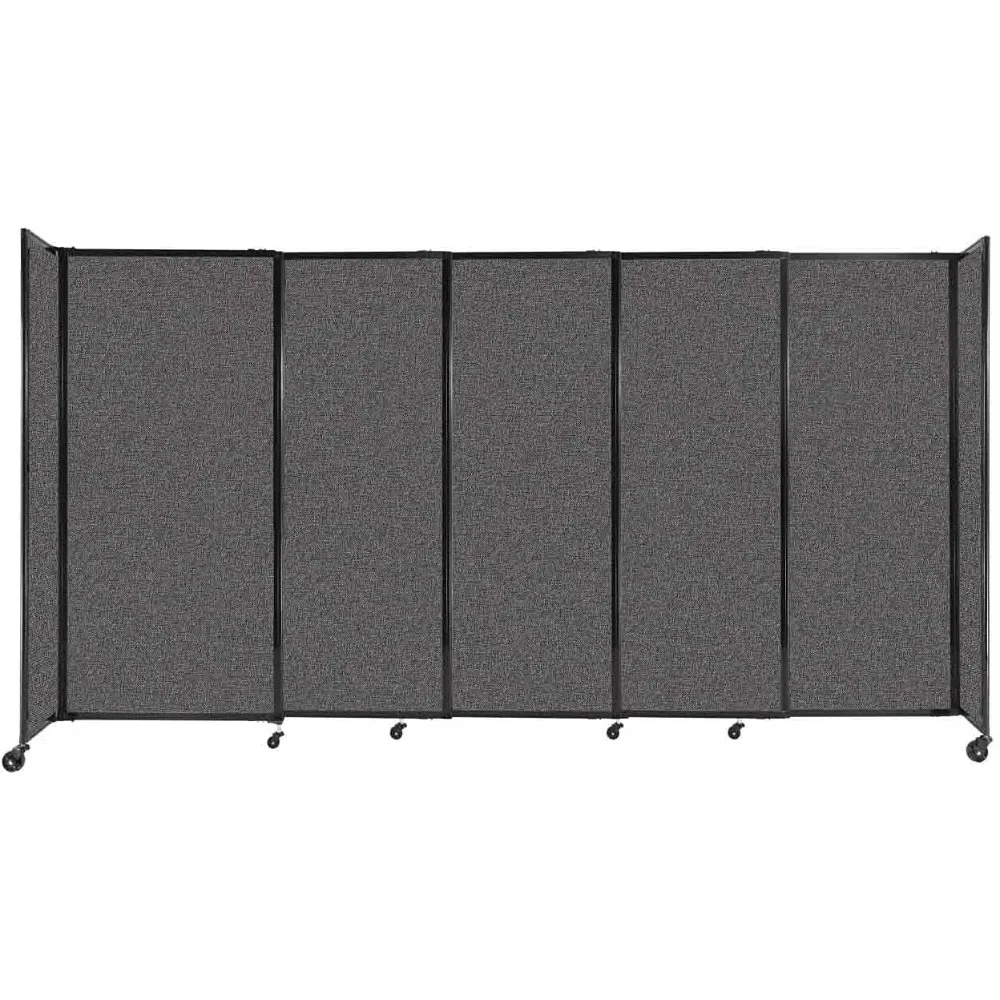 Sliding Portable Wall Partition|Locking Wheels | 11'3'' Wide X 6' Tall Charcoal Gray Fabric Panels|Freestanding Office Dividers