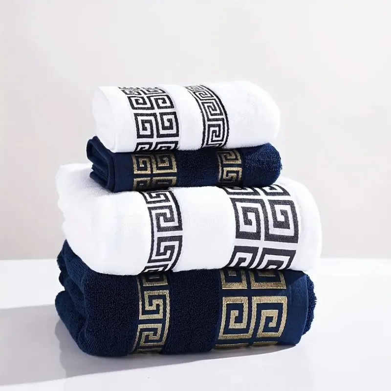 Embroidered Letter S Cotton Towel Set - 1/2/3pcs Soft Absorbent Jacquard Hand Towels for Face And Hand Wash Bath Gym Spa