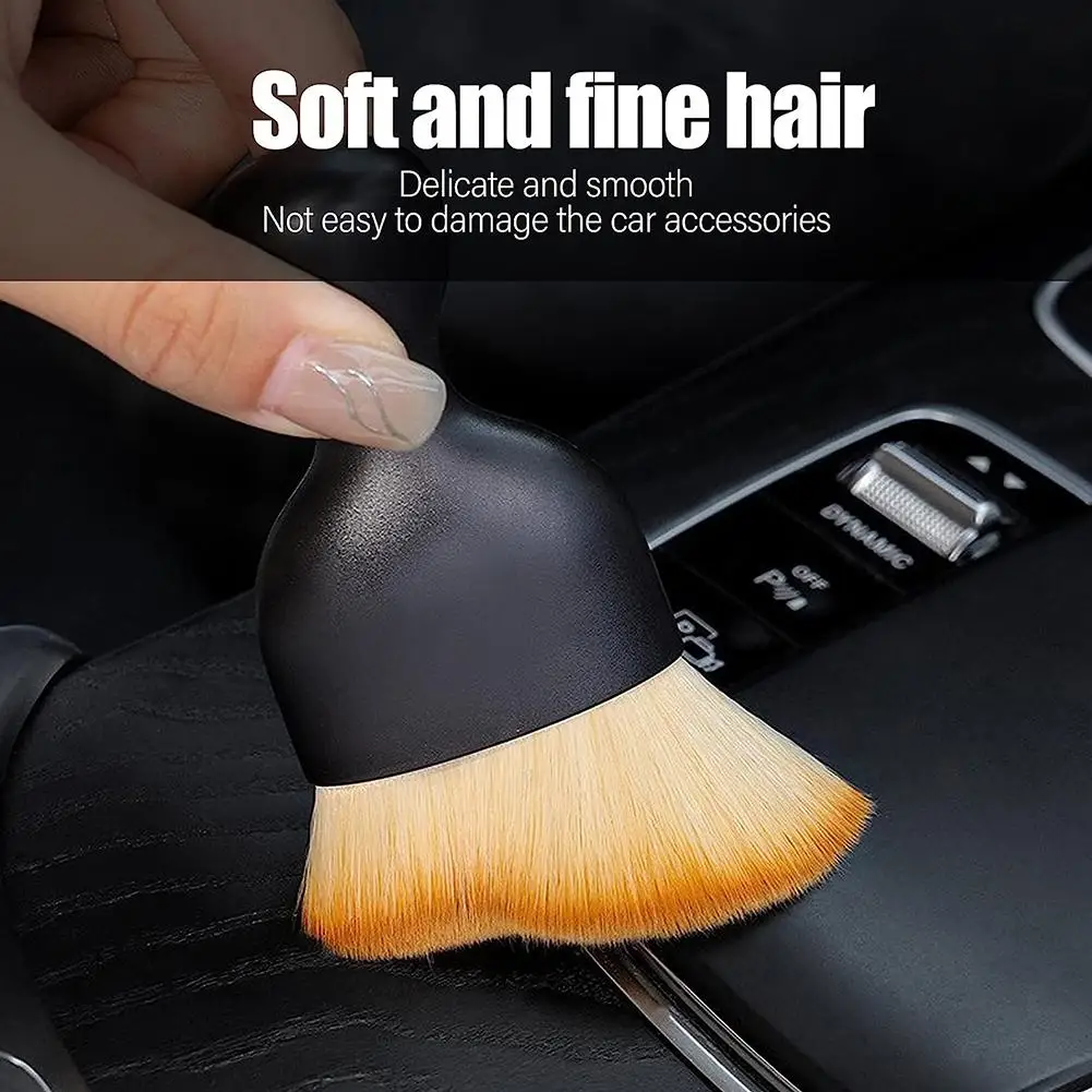 Car Detailing Brushes Auto Interior Soft Hair Brush Curved Design Dust Clean Brushes Collectors for Engine Dashboard Air Vent